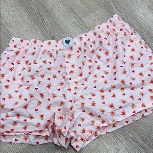Charming Pink Teddy Bear Print Women's Pajama Shorts